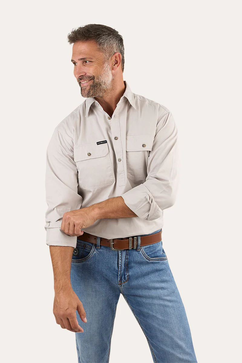 King River Mens Half Button Work Shirt